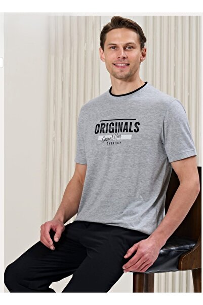 Over Sleep by Poleren MUŠKI SET PIZAME SIVE MELANGE BOJE 1740