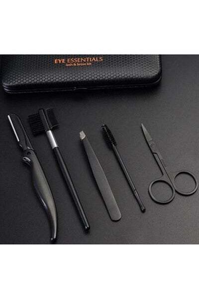 HALAMODO 7-Piece Steel Eyebrow Scissor Utility Tool Set Black