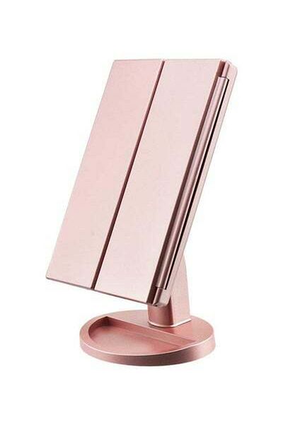 HALAMODO 21 LED Lights Touch Screen Vanity Mirror With Magnification Pink