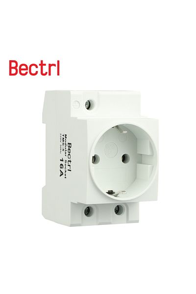 CNC 220V CNC Din Rail 35mm Modular Mount AC Power Socket Plug 16A 220V AC Connector Grey Residential Gen