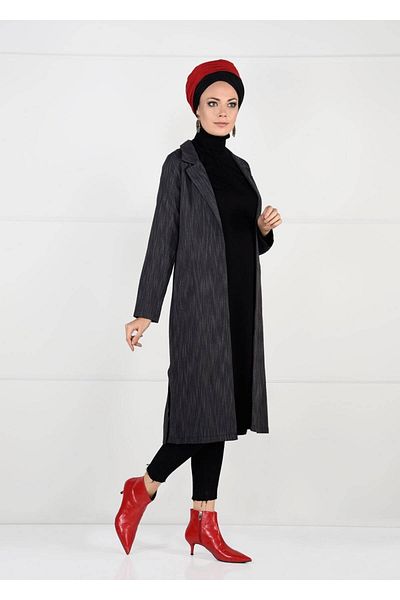 TRENDTESETTÜR Γυναικείο γκρι (ANTRASITE) Ανδρικό πέτο με λεπτομέρεια μπουφάν 5825