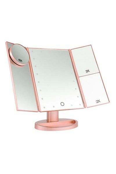 HALAMODO 21 LED Lights Touch Screen Vanity Mirror With Magnification Pink