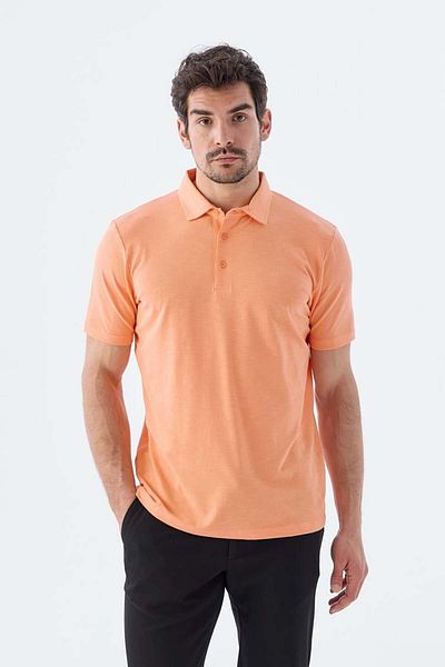 Jakamen Тениска с поло яка Slim Fit и детайл с копче „устче кученце“