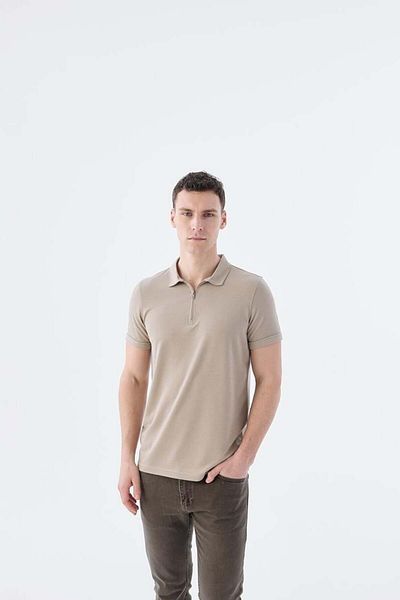 Jakamen Μπλουζάκι με λαιμόκοψη με φερμουάρ Soil Slim Fit