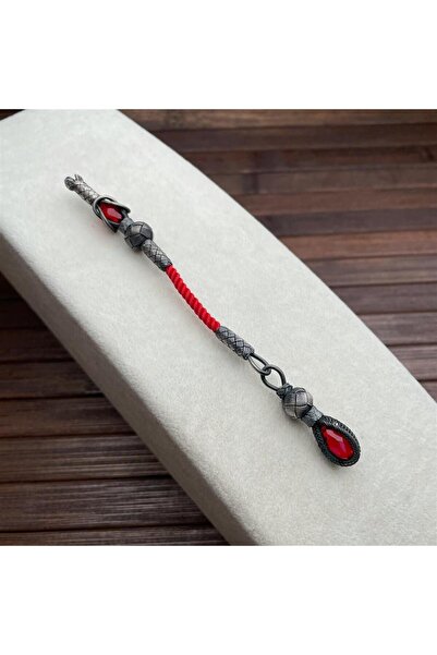 dergah tesbih Silver Kazaziye Whips with Red Stones