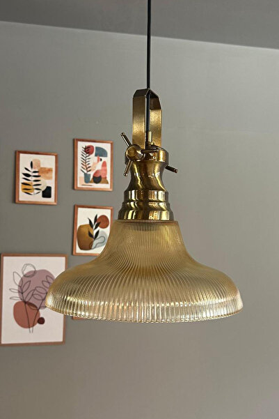 Bamyum Stark Cam Bal Rengi Tekli Avize Yeni Eskitme Başlık Retro Sarkıt Lamba Salon Aydınlatma