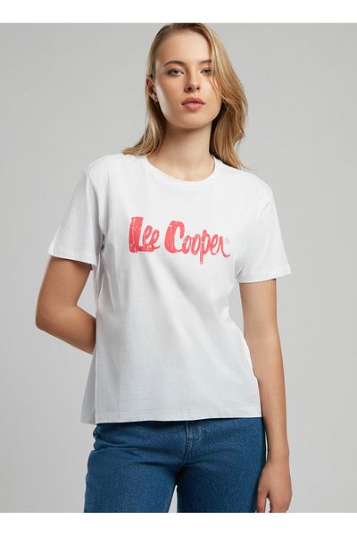 Lee Cooper Crew Neck Printed White Women's T-Shirt 252 Lcf 242003 Londonlogo White