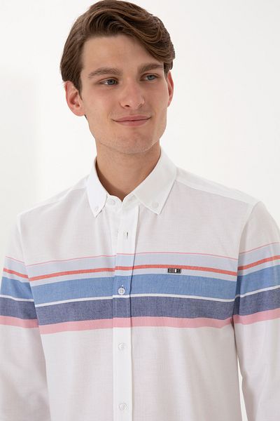 U.S. Polo Assn. Ανδρικό γαλάζιο μακρυμάνικο πουκάμισο 50300216 -VR003