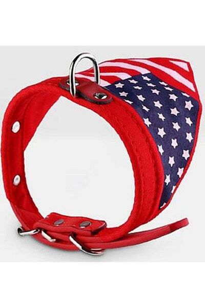 HALAMODO Flag Pet Collar Adjustable Triangle Scarf red Syard