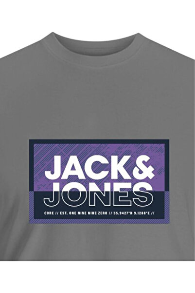Jack & Jones Tricou JACK &JONES Logan Summer Print - 12283825-Gray Flannel
