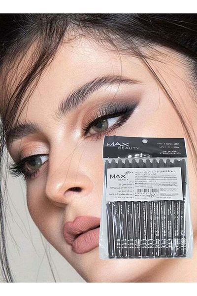 Max Beauty Black Eyeliner Set 12 Pieces Waterproof Long-Lasting