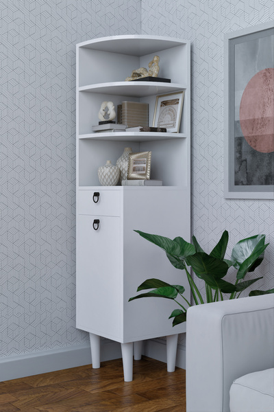 moka park avm Ekim Çok Amaçlı Dekoratif Şık Köşe Dolabı Beyaz
