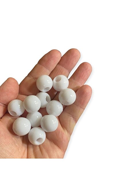 Flea Market Mărgele de miel din plastic alb de 18 mm - Mărgele de decor Macra...
