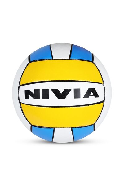 Nivia PU-5000 Volleyball | Yellow&Blue | Size 4 | Hand Stitched, 32Panel,Universal Design, Air Retention