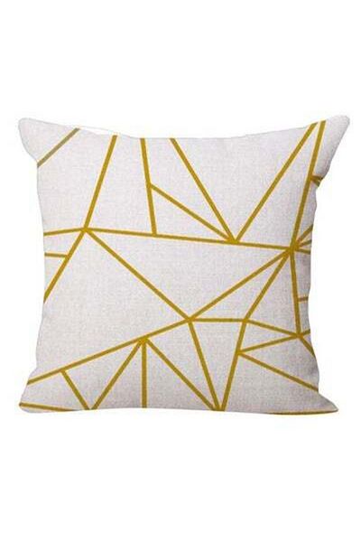 HALAMODO Modern Home Painted Pillow Case Linen White/Yellow