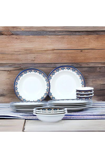 Melrich Melamine 12 Pcs Dinner Set, Dishwasher Safe, 3 Dinner & 3 Soup Plate, 3 Salad & 3 Rice Bowl