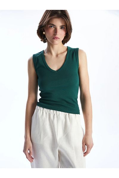 LC Waikiki Lcw Vision Green V-Neck Women's Tank Top