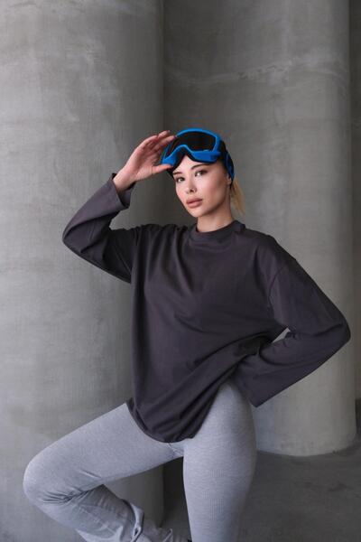 C&City Geniş Kol Oversize 2'li Paket T-Shirt 964 Füme/Kahverengi