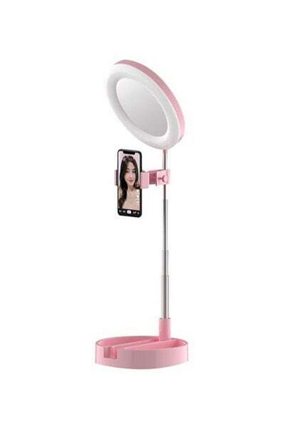 HALAMODO Multipurpose Tripod Desk Lamp With Phone Holder Pink/White/Silver 18x18x7cm