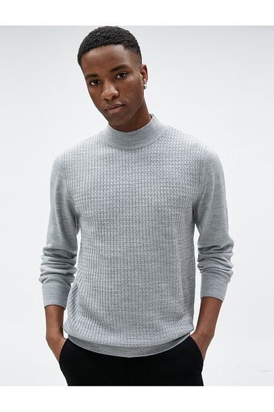 Koton Half Turtleneck Sweater Knitwear Textured Slim Fit Long Sleeve