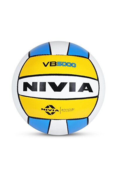 Nivia PU-5000 Volleyball | Yellow&Blue | Size 4 | Hand Stitched, 32Panel,Universal Design, Air Retention