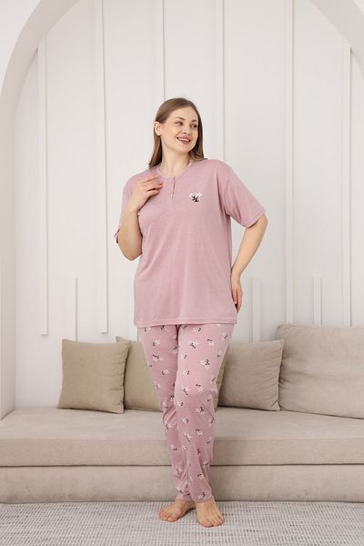 TAMPAP Viscose Fabric Women's Plus Size Short Sleeve Pajamas Set
