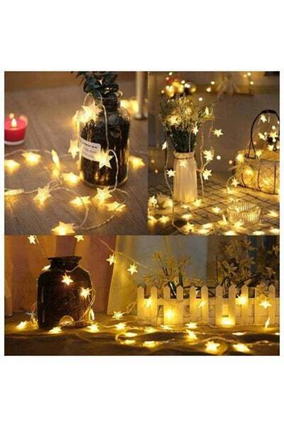 HALAMODO Star 50 Led Star String Lights White/Gold