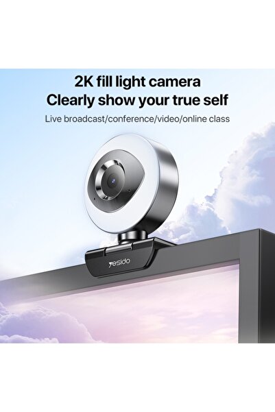 Yesido KM20 2K Zoom 4.0MP HD USB Webcam, Cable Length 1.5m with Fill Light