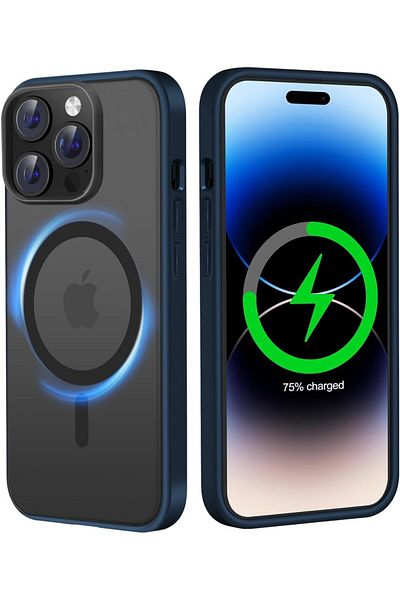 HuwaiH Husă de protecție pentru iPhone 14 Pro Max, TPU/PC, albastru închis, 6,7 inci