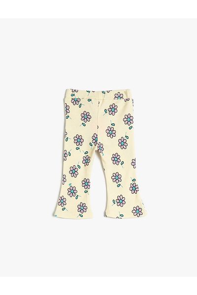 Koton Cotton Spanish Leg Leggings - Floral Pocket Detail