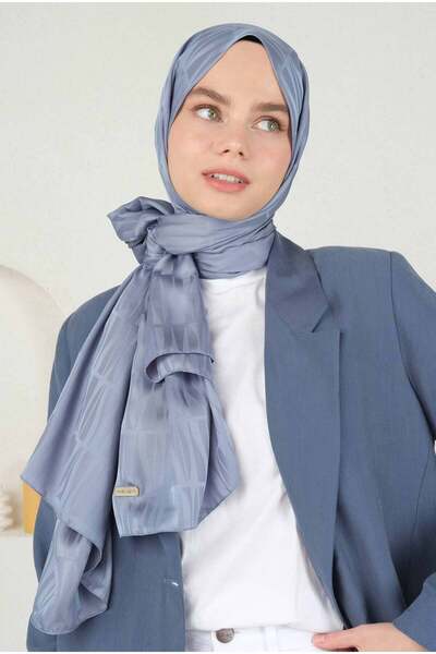 HEQA Jou Desen Jakar Şal Lavanta Mavi