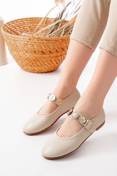 SİLİYA Siliya Daily Balerina cu curele cu cataramă reglabilă din piele, pantofi ușoare și confortabile