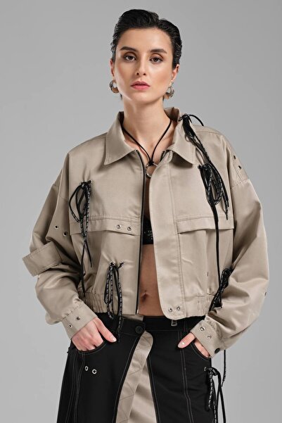 tw3 Jachetă de damă oversize cu design detaliat din dantelă