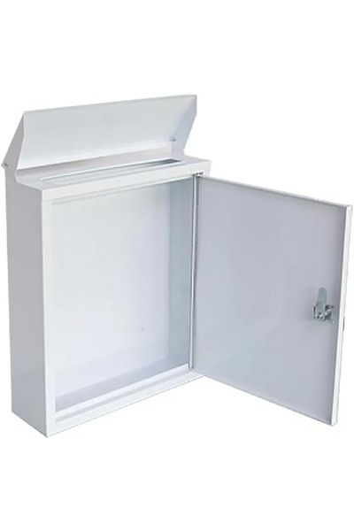Generic Metal Key Lock MailBoxes for Outside, Locking Wall Mount Mailbox, 30H x 21L x 9.4W cm - White