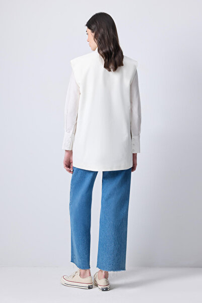 Touché Privé Button Detail Gabardine Vest