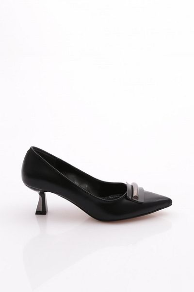 DGN Pantofi cu toc de damă negru metalic 2163102621