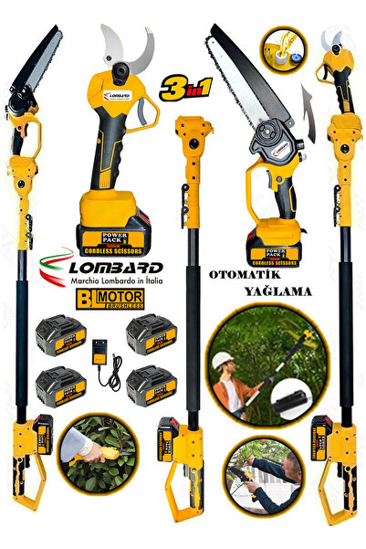 Cros LOMBARD Italia Yağlamalı BL Motor Yellow 2400 Wf 4 Adet Akülü Bağ Makası...