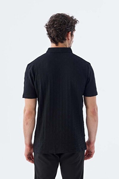 Jakamen Black Slim Fit 100% Cotton Polo Neck T-Shirt