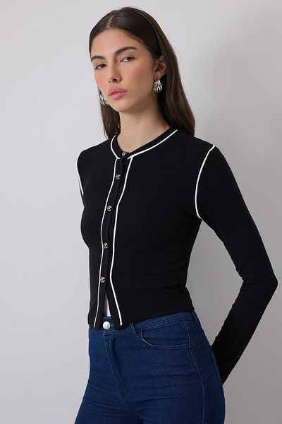 Touché Privé Contrast Line Detail Knitted Cardigan