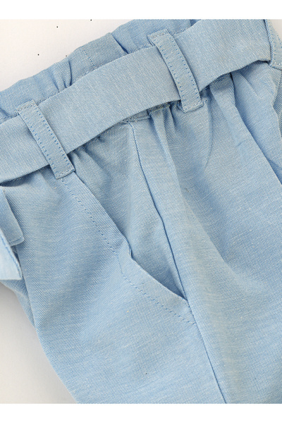 Basicxx Light Blue Cotton Trousers with Tie Waist for Girls