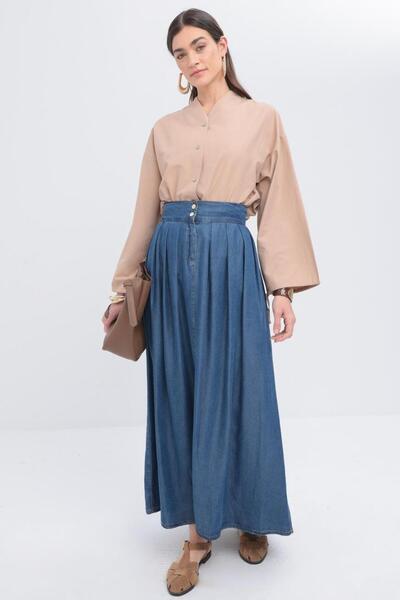 ALLDAY Women's Buttoned Pleated TENCEL™ Skirt