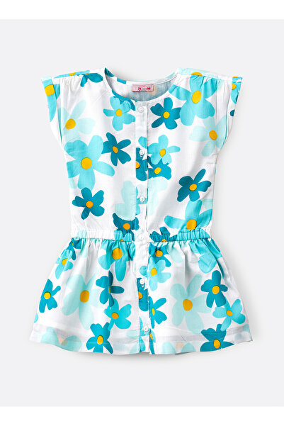 Basicxx Aqua Floral Cotton Playsuit for Girls