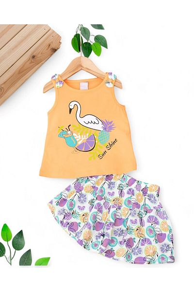 voyyo kids baby Baby Girl Flamingo Printed Summer Bottom Set 6-9-12-18-24 Months