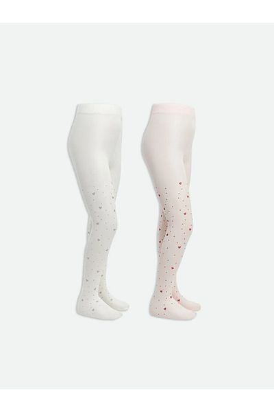 LC Waikiki Lcw Kids Ecru Girls Thin Pantyhose 2-Pack