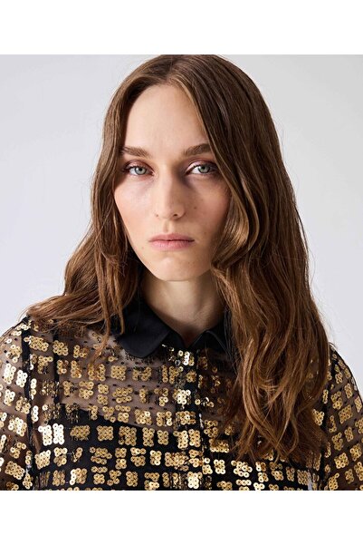 Machka Saten düşes garnili payetli gömlek
