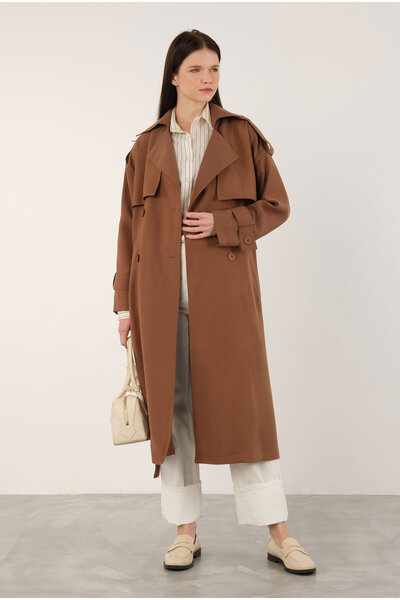 HEQA Trench Coat Trening Garment with Coffee Fashion