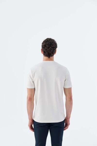 Jakamen Λευκό T-shirt Slim Fit Με Κοντό Μανίκι