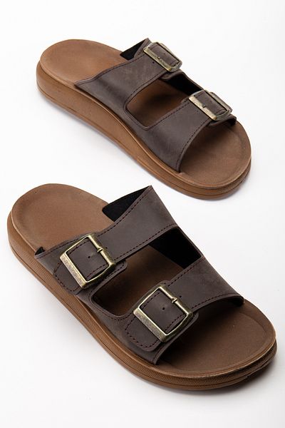 Jackers Παντόφλες Unisex Ορθοπεδική Σόλα με διπλή ζώνη με αγκράφα Καθημερινές άνετες παντόφλες για το σπίτι και έξω