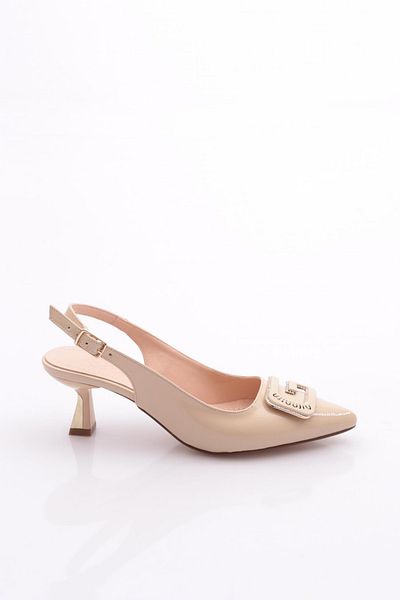 DGN Women's Buckle Heeled Shoes Skin Wrinkled Patent Leather 216132621