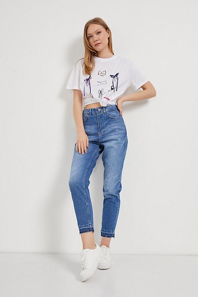 Arma Life Armalife 2402 Trousers Distressed Mom Denim Women's